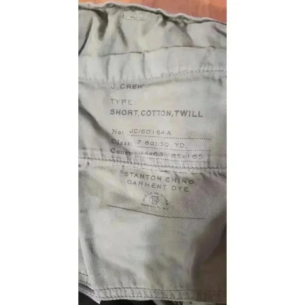 J.Crew Chinco army green shorts 100% cotton twill mens size 30W 9in inseam